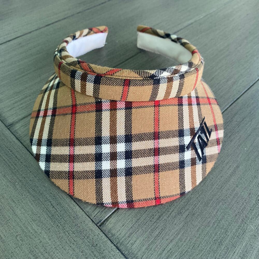 Tail Women’s Visor • Brown/Red/White Plaid • Makeup Stains on Rim • Excellent